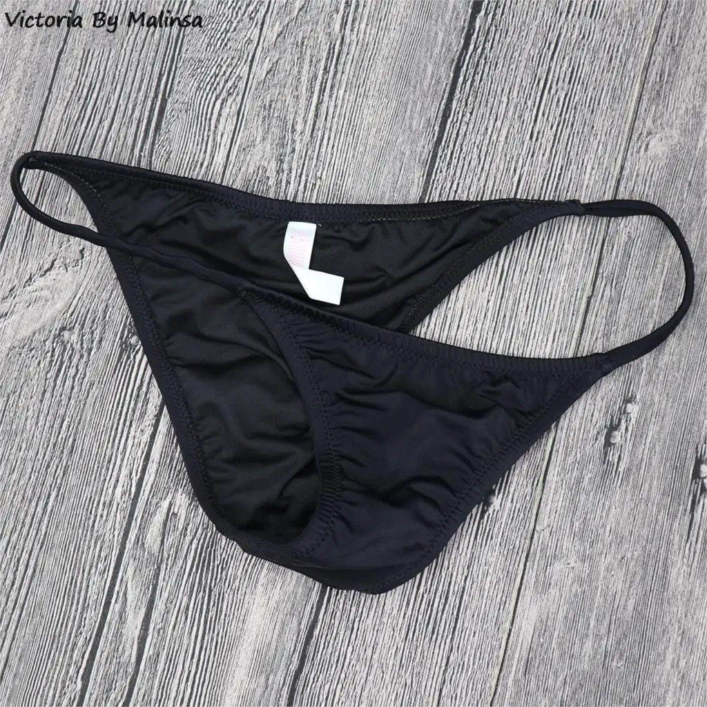 Woman Bikini Bottom Pink Low Waist Trunks Shirring Swimming Swimsuit Biquini Brazilian Bottoms Sexy swimwear Black Thong bottoms