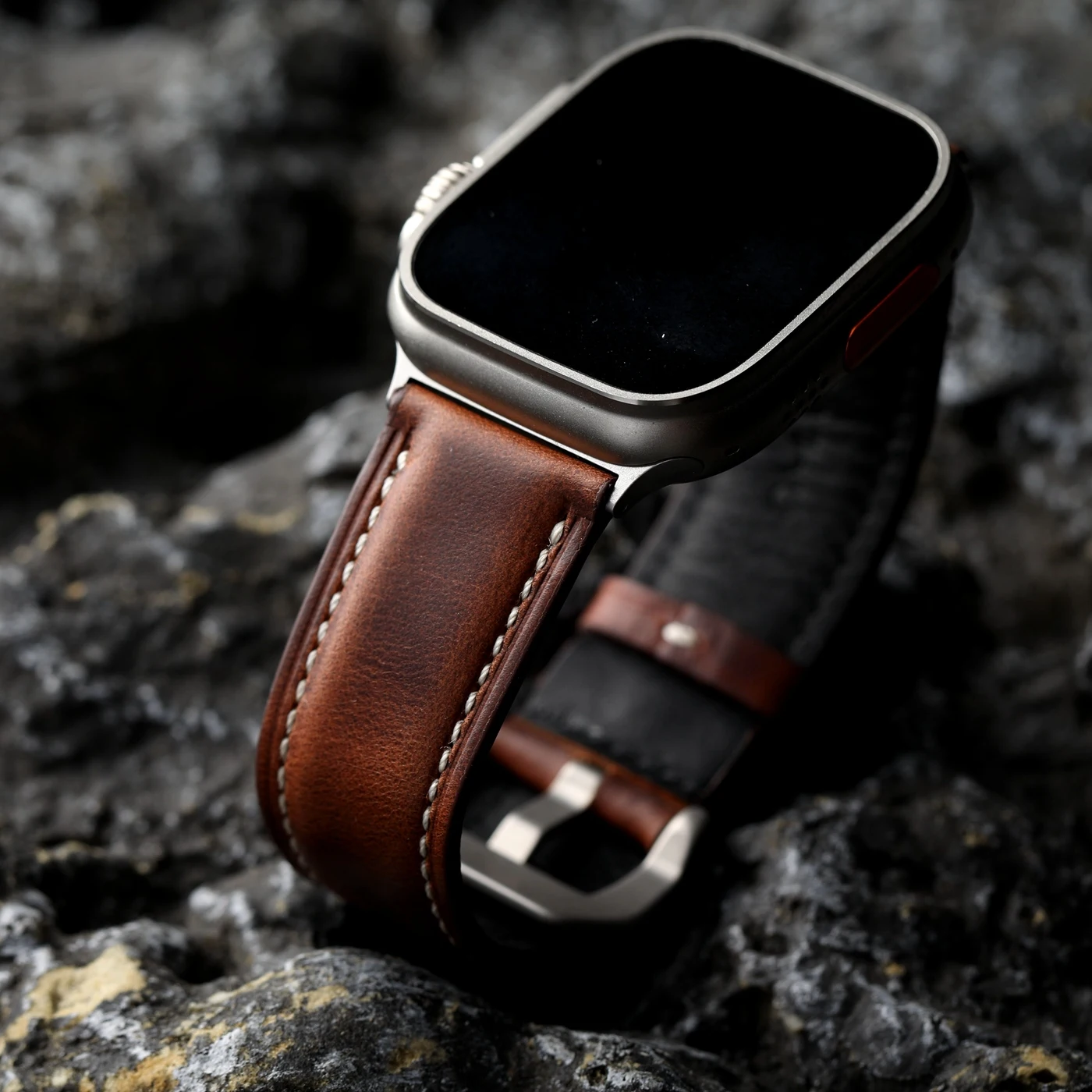 Handgefertigtes amerikanisches Armband aus Rindsleder der obersten Schicht, kompatibel mit Apple Watch 49MM Ultra 46MM 45MM Ultra Brown Soft Herren-Uhrenarmband