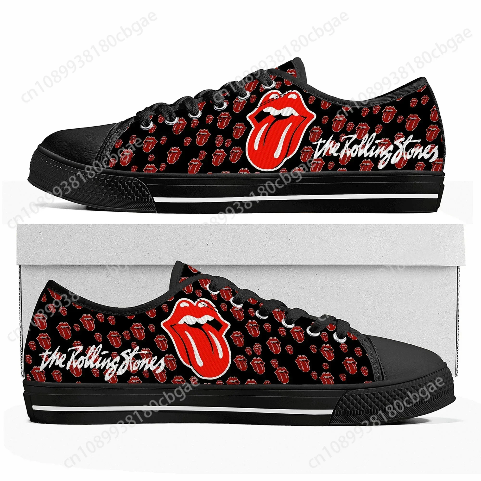 

Rock Band The Roll Stone Low Top Sneakers Mens Womens Teenager High Quality Canvas Sneaker Couple Shoes Custom Black Shoe