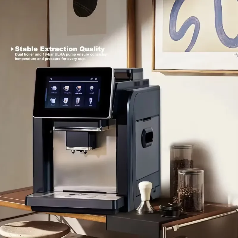 Premium 7 Touch Screen Fully Automatic Commercial Espresso Machine 19 Bar Pump 20-30 Cup Capacity Factory Direct European