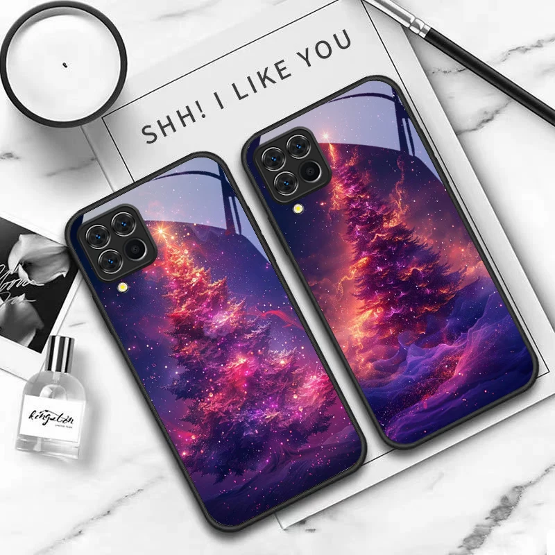 Лучшее для рождественской елки для Samsung M35 52 F15 33 53 31S 34 51 Galaxy 13 23 Note 8 9 10 Plus 20 Ультра черный стеклянный чехол для телефона Лучшее для рождественской елки для Samsung M35 52 F15 33 53 31S 34 51 Galaxy 13 23 Note 8 9 10 Plus 20 Ультра черный стеклянный чехол для телефона