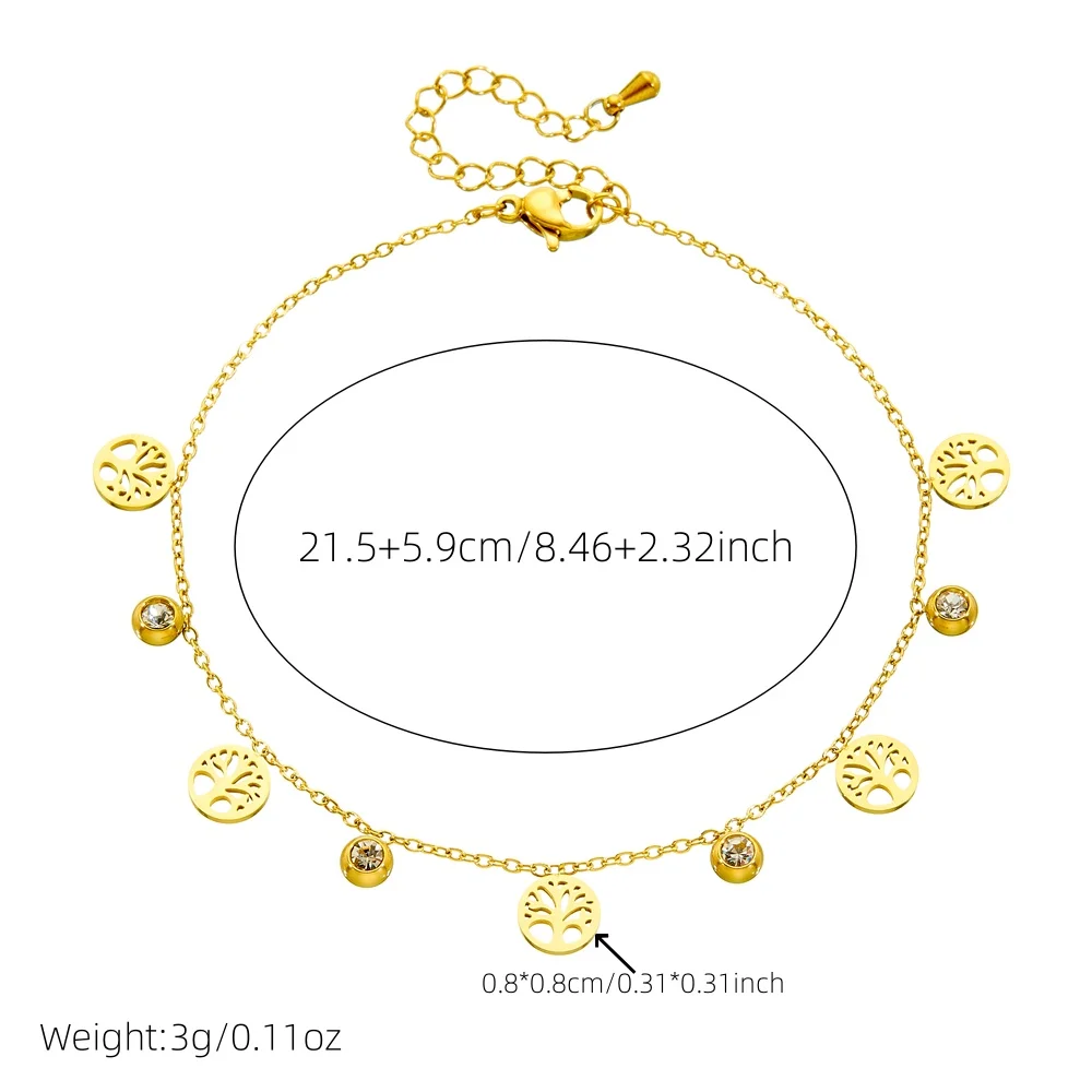 Picture 3: DIEYURO 316L Stainless Steel Golden Tree of Life Zircon Anklets For Womens Girl New Trend Foot Chains Anti-Rust Jewelry Gift
