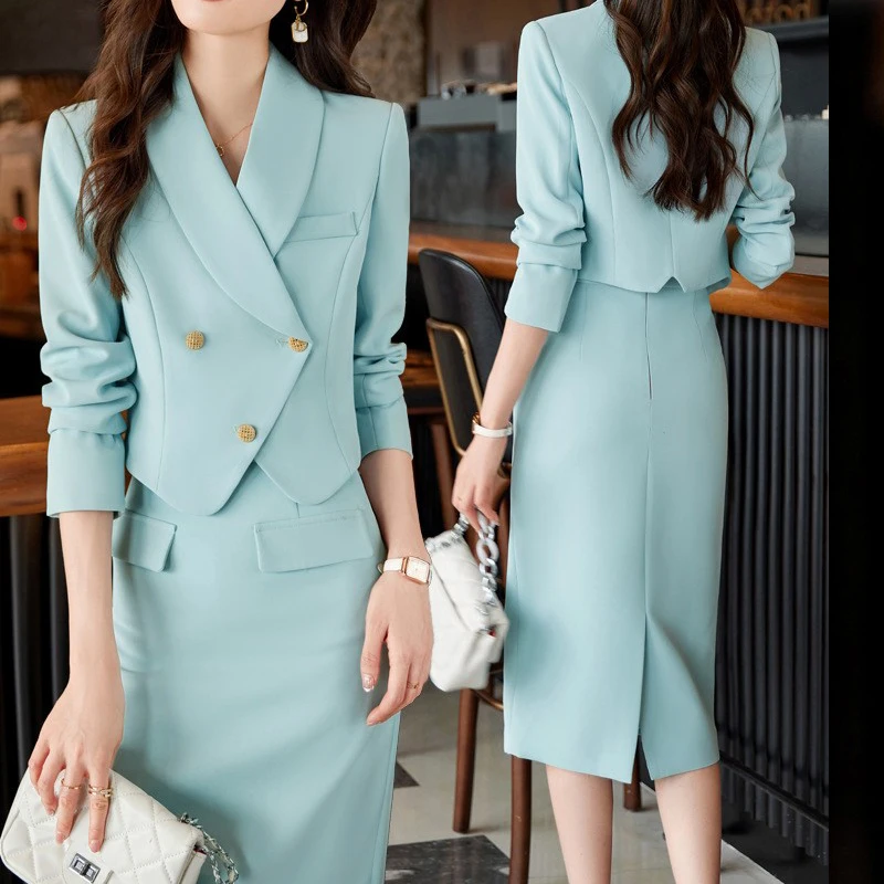 High Quality Korean Spring Autumn Pencil Skirt Blazer Sets Outfits Female Formal Business Womens Office Ladies Work Jacket Suit