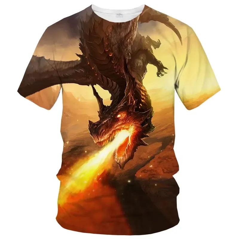 

2026 Summer Fashion Trend Fun 3D Printed Dragon Pattern Creative Casual Soft Comfortable Short Sleeve T Shirt
