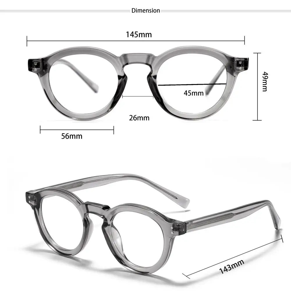 CATERSIDE Modische Herren-Anti-Blaulicht-Brille mit Rundrahmen und Zellulose-Propionat-Bügelspitzen für Damen, Dekorative Brille – Detail 4