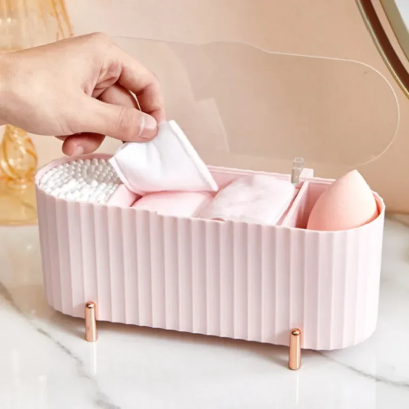 Cotton Swab Organizer Holder Cotton Pad Storage Box Transparent Remover Paper Makeup Box With Lid Dustproof Desktop Makeup