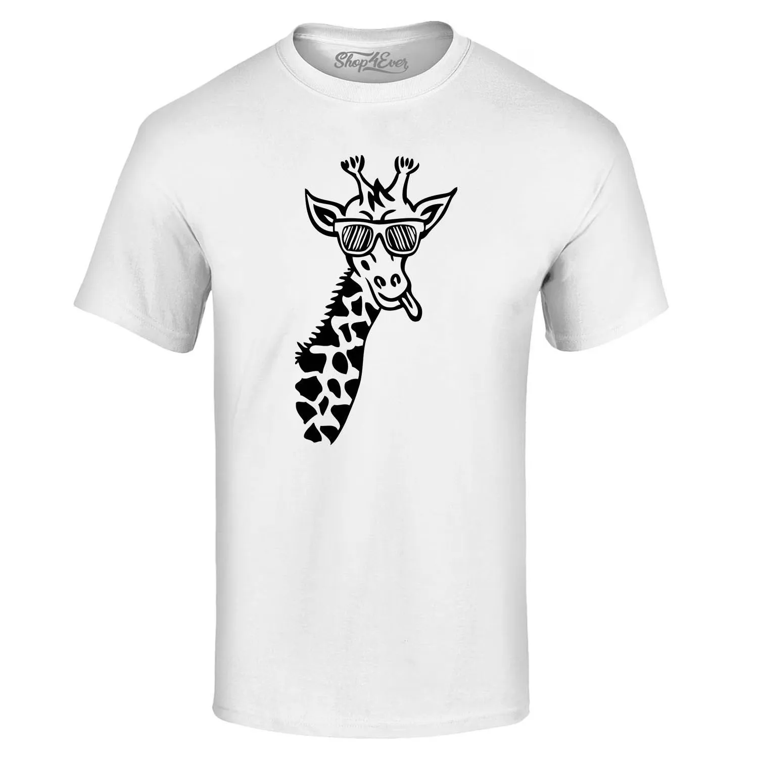 Shop4Ever Men's Cool Giraffe Cute Animal  Graphic T-shirt Medium Azalea Pink
