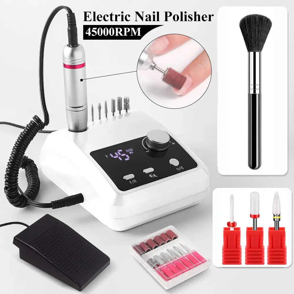 Nieuwe 45000Rpm Professionele Elektrische Nagelboormachine Oplaadbare Nagelvijl Nagels Accessoires Gel Nagellak Schuurmachine Lage Ruis