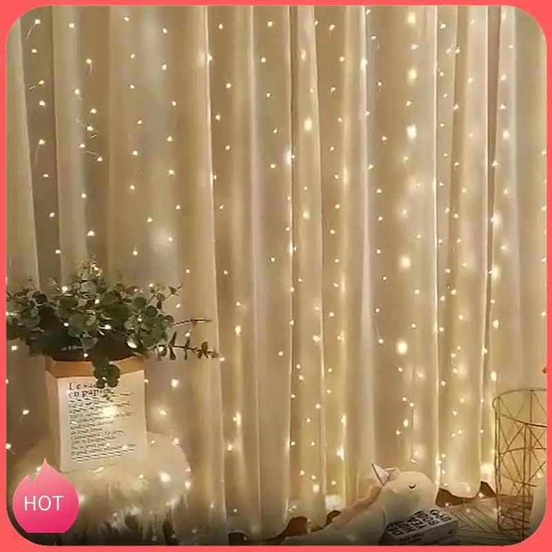 

HOT-Curtain LED String Lights Garland Festival Decoration USB Remote Control Holiday Wedding Fairy Lights For Bedroom Home B Dur