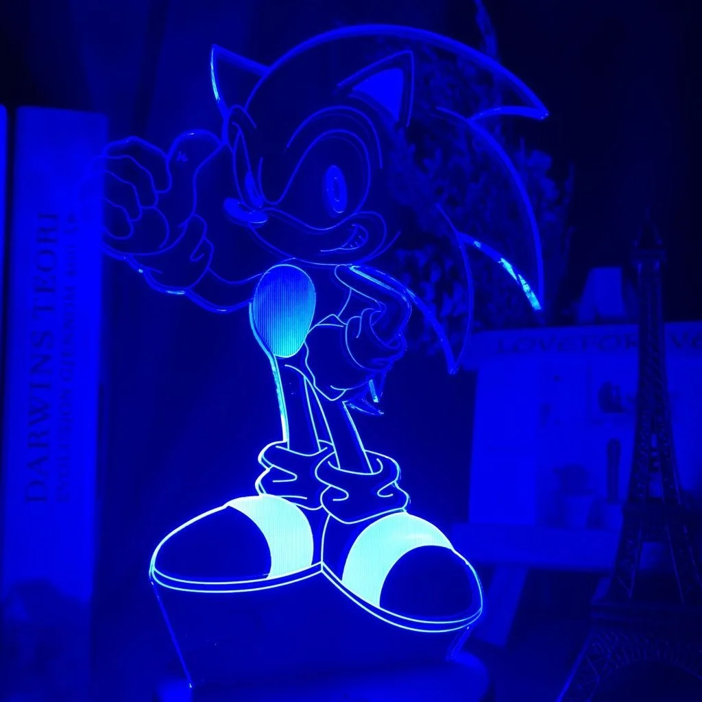 Nouveau modèle de poupée sonique 3D veilleuse LED 7 couleurs changeantes lumière Sonic figurine chambre jouets décoratifs enfants enfants Birt