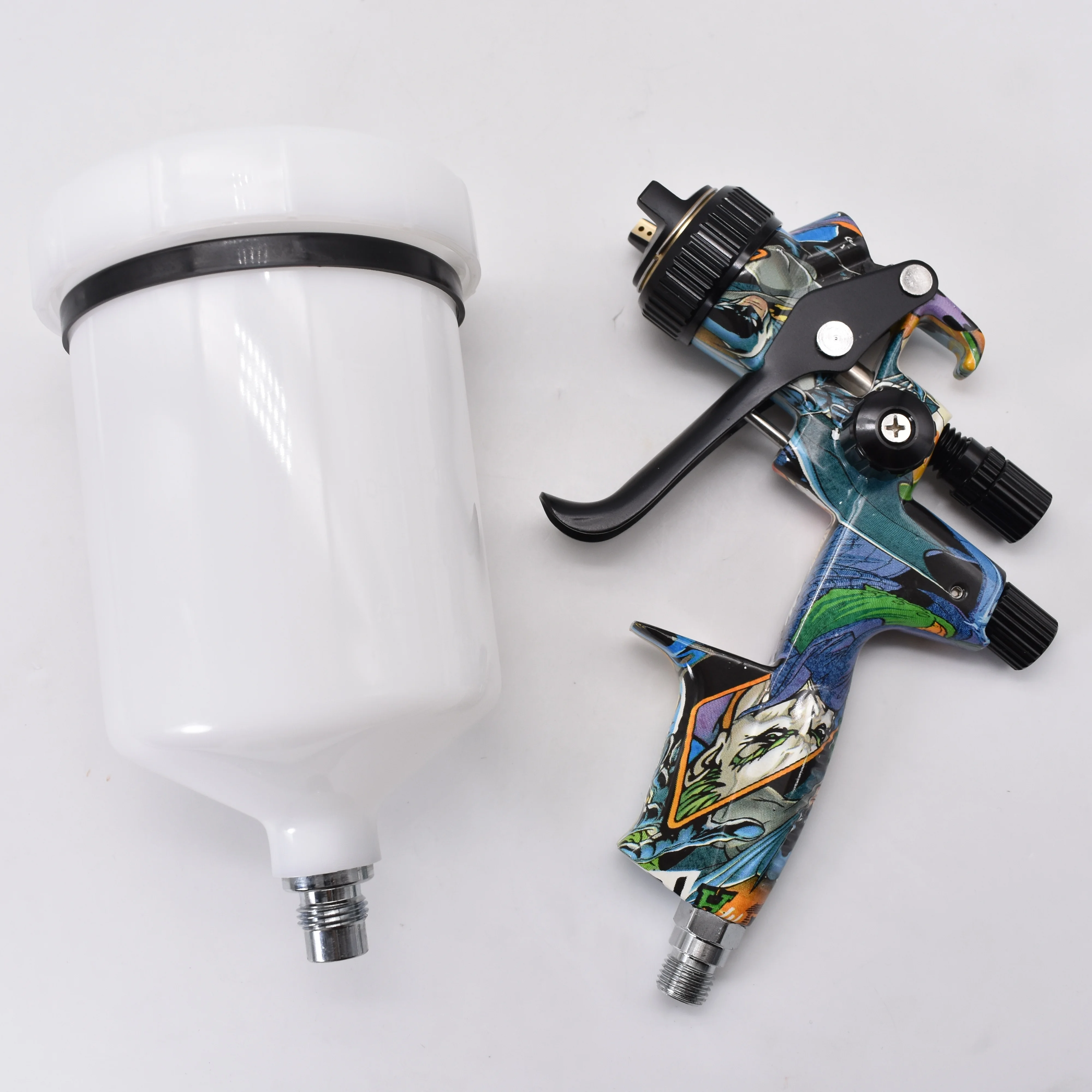 4000B Gravity Paint Gun Water Transfer Pattern With Air Pressure Gauge Auto Painting Sprayer