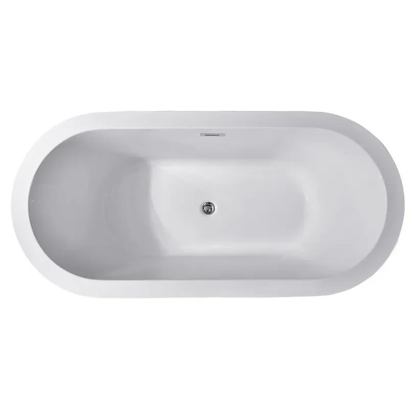 Oval Double Layer Acrylic Bathtub Thick Edge Deep Soaking Tub Insulated Small Bathroom Space Saving Household Bubble Bath
