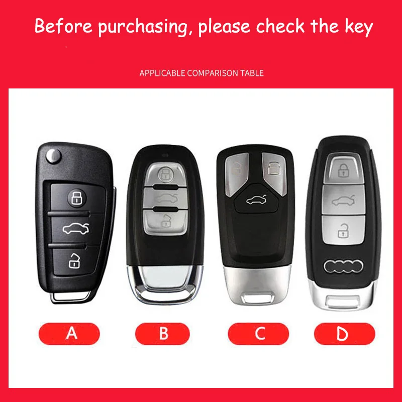 Carbon Car Key Case Fob For Audi A6 A4 A5 A7 A8 C8 Q8 8S 8W Q7 B9 4M S5 S4 S7 D5 TT TTS TFSI E-Tron Keychain Suede Accessories