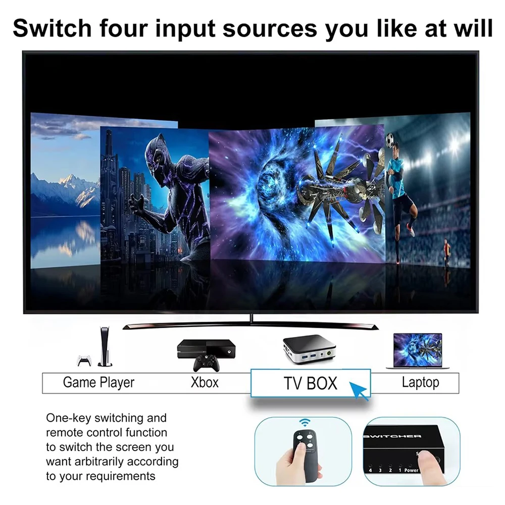 NUOVO 5 in 1 out 4K 120Hz Selettore switcher 2.1 compatibile HDMI Switch HD 4 IN 1 8K 60Hz Splitter compatibile HDMI per switch portatile