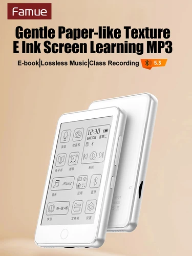 Imagen 2 del producto Famue E Ink Screen Reproductor de música MP3 BF01 Lector electrónico con luz azul baja Función de radio Retroiluminación Bluetooth 5.3 lectura TF a 128G