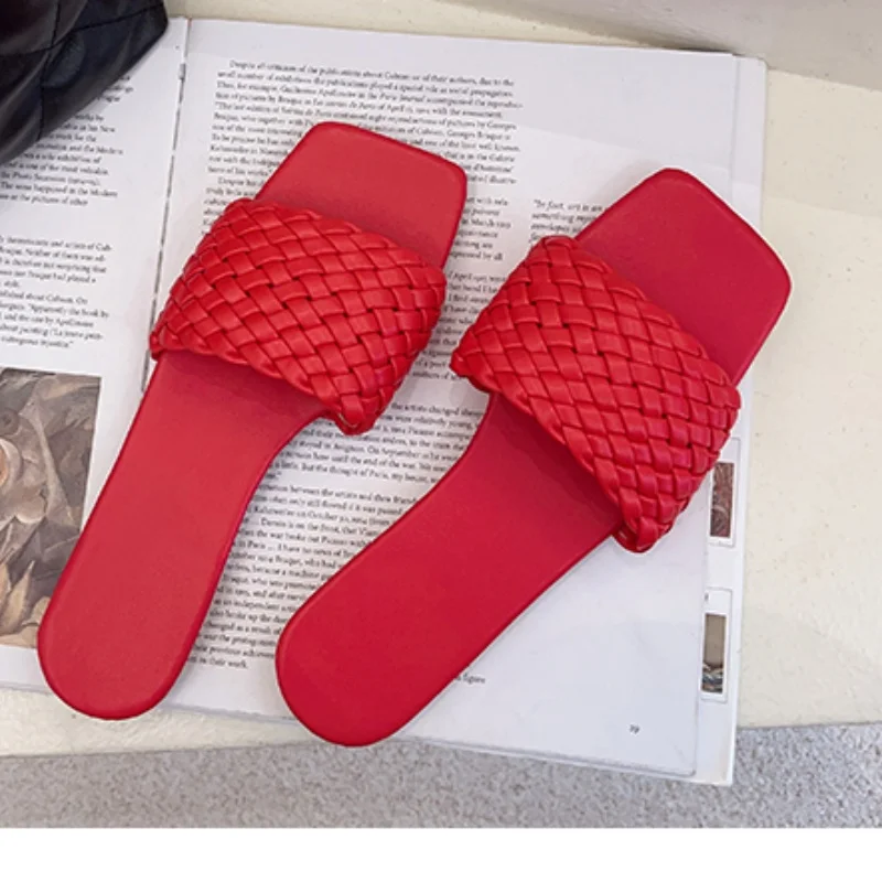 Modische, heiß begehrte, sexy, elegante, lässige Strandpantoffeln für Damen, Sommerneuheit, runde Zehenpartie, bequeme, flache Flip-Flops – Detail 4