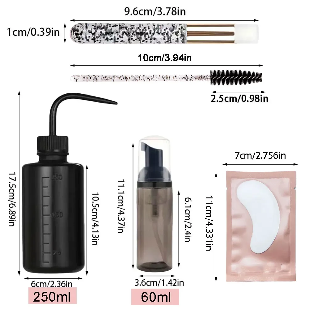 115 PC Eyelash EXTENSION ชุดทําความสะอาด 5 in 1 Lash แปรงแชมพูสบู่โฟมล้างขวดชุดมาสคาร่าคิ้ว Wand Eye Pad แพทช์