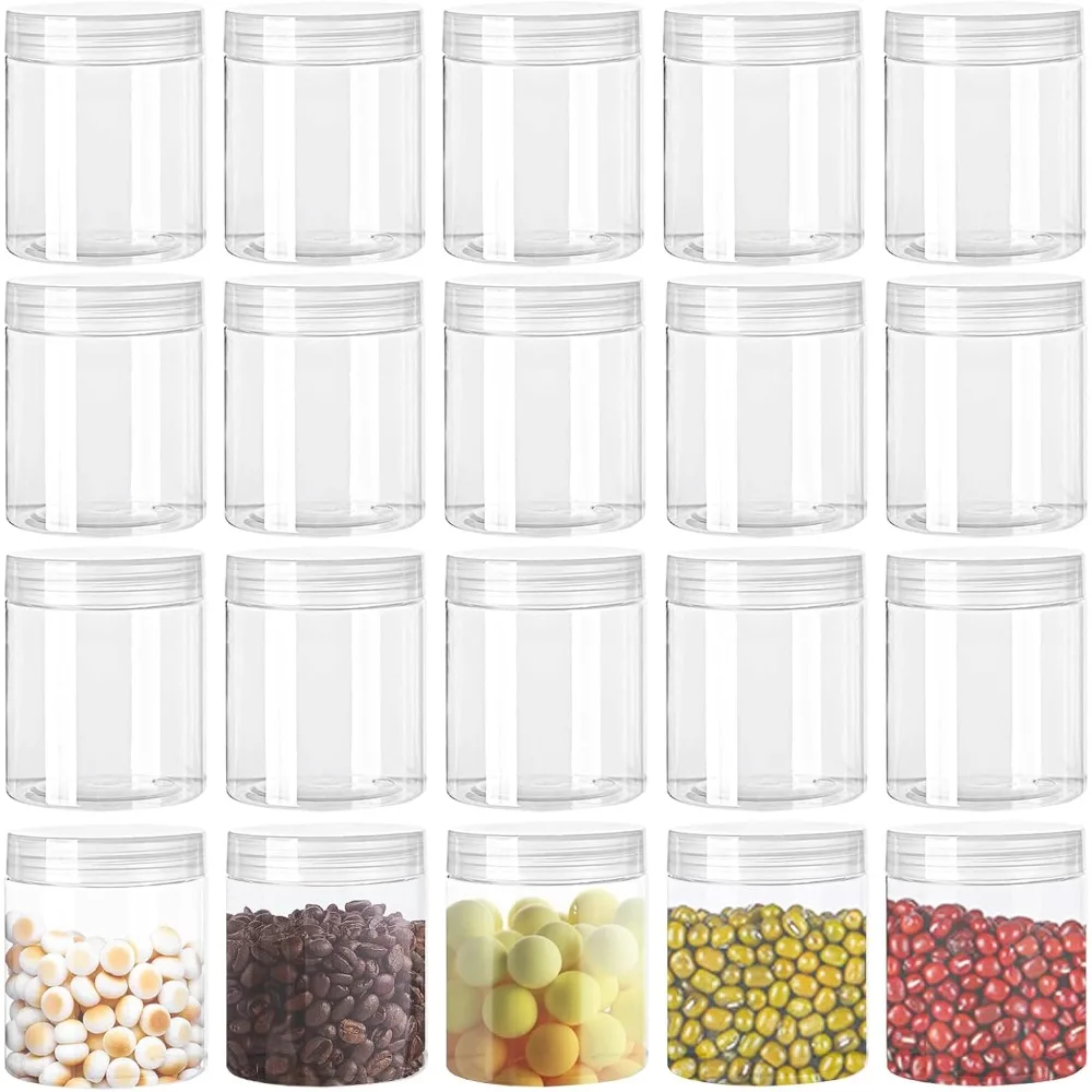 20 Pack 4oz Clear Plastic Jars with Lids 115ml Wide Mouth Empty Round Containers for Candy Beads Lotion Slime Making Food Storage Refillable Containers view 8