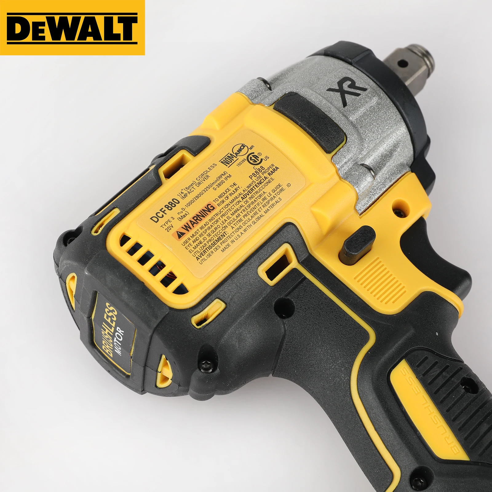 ประแจบล็อกไร้สาย Dewalt DCF880 20V - ความเร็วสูงสุด 2300 รอบต่อนาที, ไฟ LED 3 ดวงเพื่อการมองเห็นที่ดีขึ้น - เหมาะสำหรับงานคอนกรีต