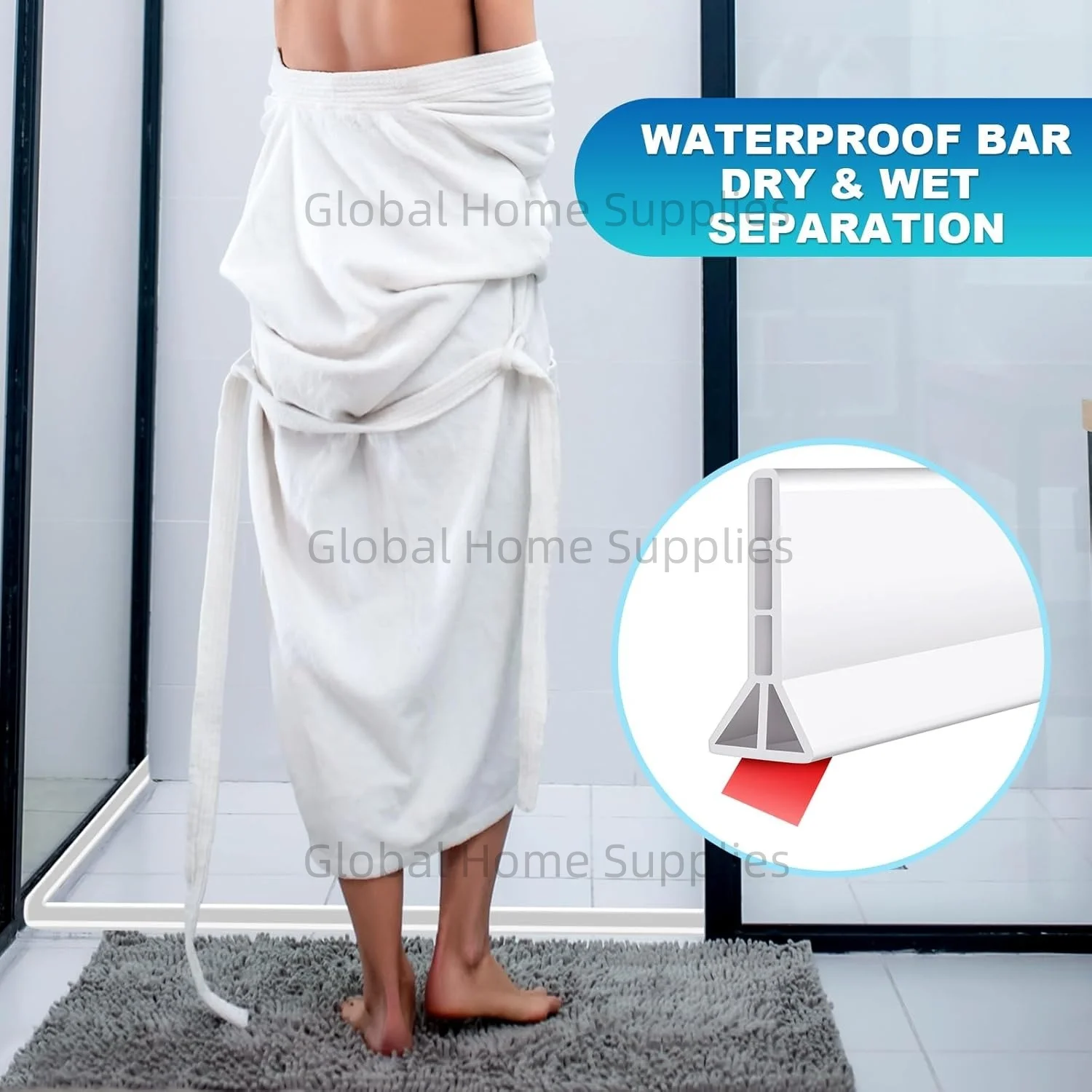 (Модернизированный) Порг для душа высотой 4 дюйма/10 см, водяная плотина, складная пробка для душа, разделение сухой и влажной воды для ванной комнаты