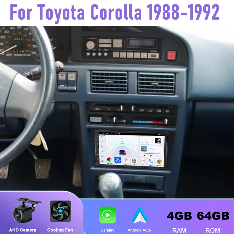 

7'' 4+64GB For Toyota Corolla 1988-1992 Car Radio Android 15 Auto Support Wireless Apple Carplay Stereo GPS Navi Bluetooth