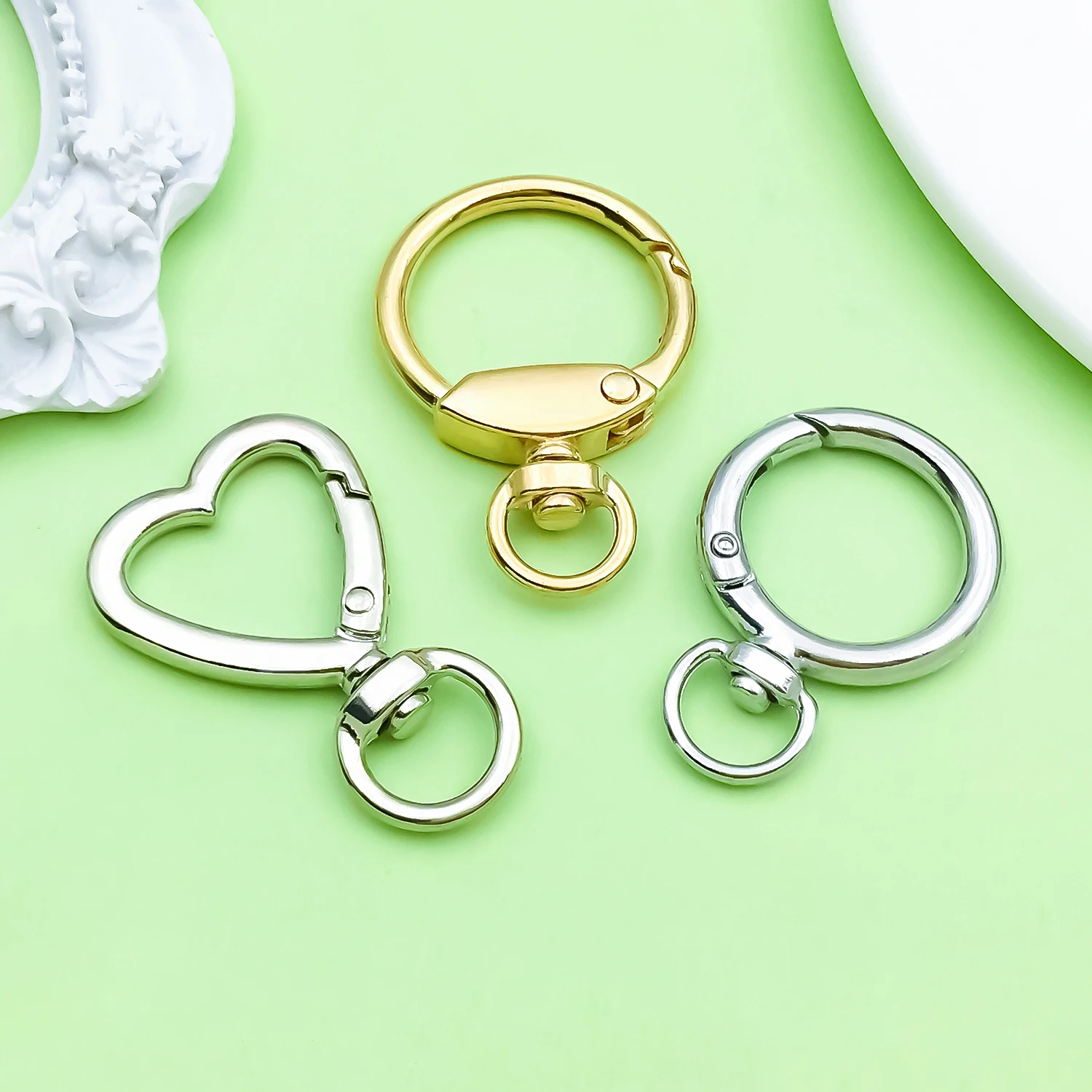 10pcs Mixed Shape Keychain Hardware Alloy