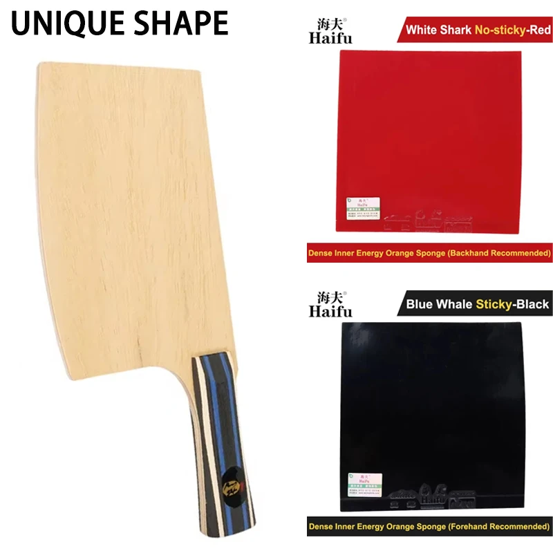 Raqueta de Ping Pong con hoja de tenis de mesa de forma única diy con capa fina de carbono estructura de madera placa inferior de raqueta de grado profesional