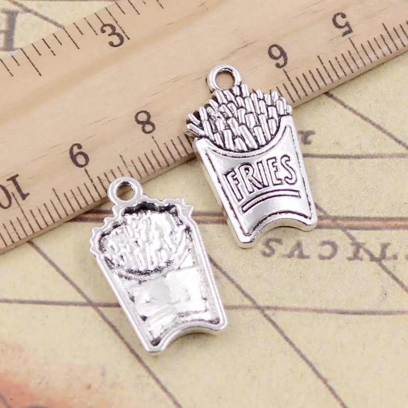 10pcs Charms French Fries 25x15mm Tibetan Silver Color Pendants Antique Jewelry Making DIY Handmade Craft