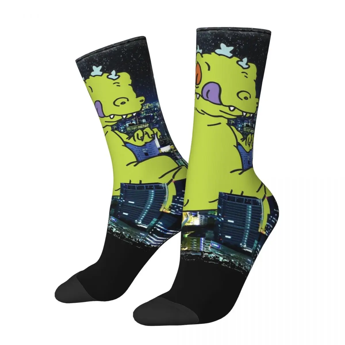 Autumn Winter Hip-hop Unisex Rugrat Reptar City Rampage Portrait Socks Non-slip Football Socks