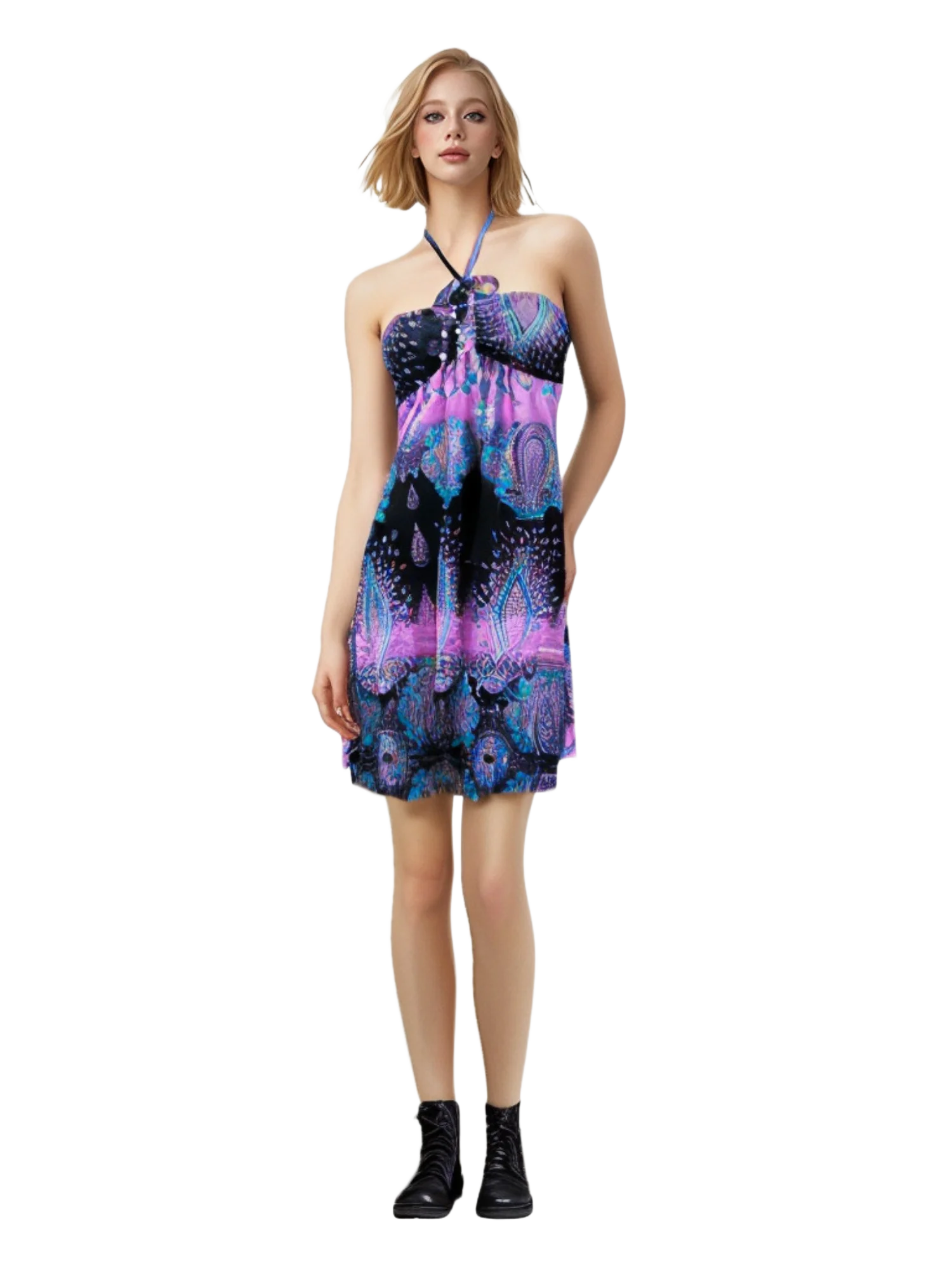 Maxi zomerjurken voor dames halter mouwloos bloemen Boho zon vakantie outfits lange bruiloftsgastjurk