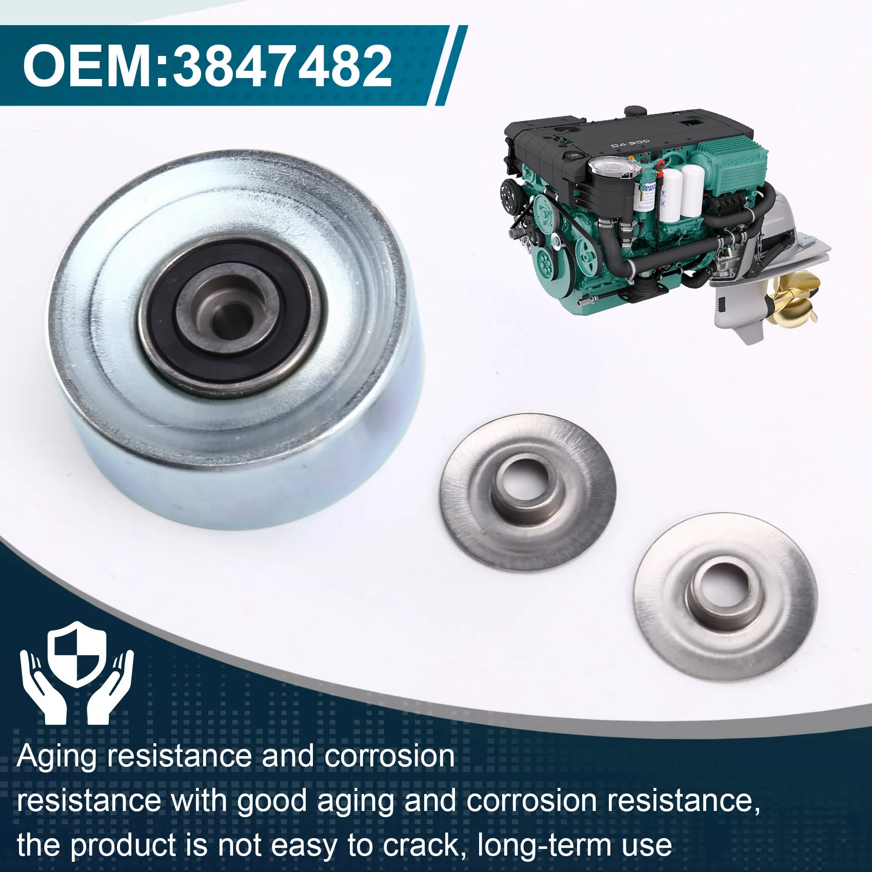 

New Idler Pulley 3847482 For Volvo Penta D4 D6 Marine Inboard Engine Replacement Part Diesel