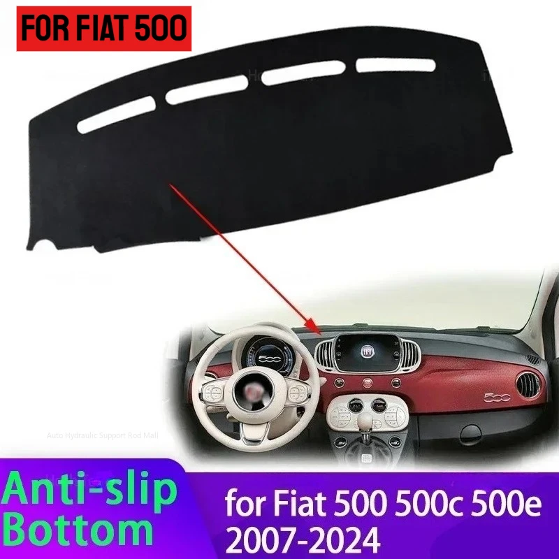 (LHD/RHD)Car Dashboard Dash Mat for Fiat 500 500c 500e 2007-2024 Dashboard Cover Dash Board Mat Carpet Pad Shade Cape Blanket