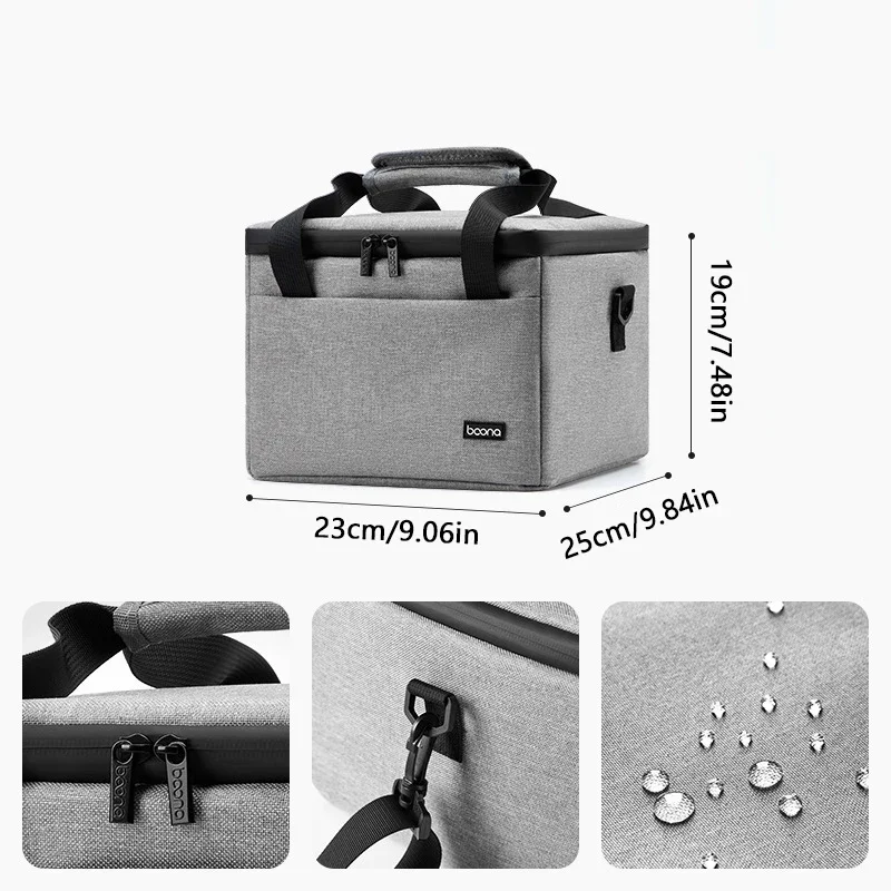 Portable Grey Projector Case Dslr Camera Bag with Compartment with Accessories Storage Pockets Photography Padded Camera Bag