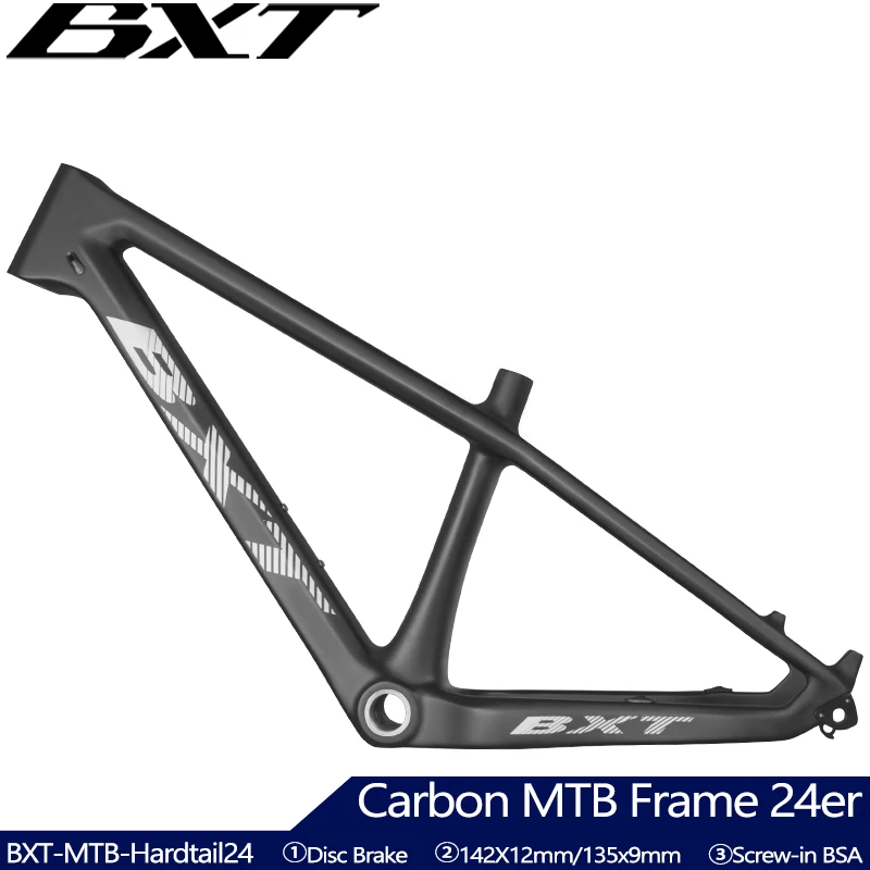 BXT Bike 24er Carbon Mountain Bicycle Frame Hardtail Disc Brake Carbon MTB Frame 24er Thru Axle Mountain Bicycle Carbon Frame