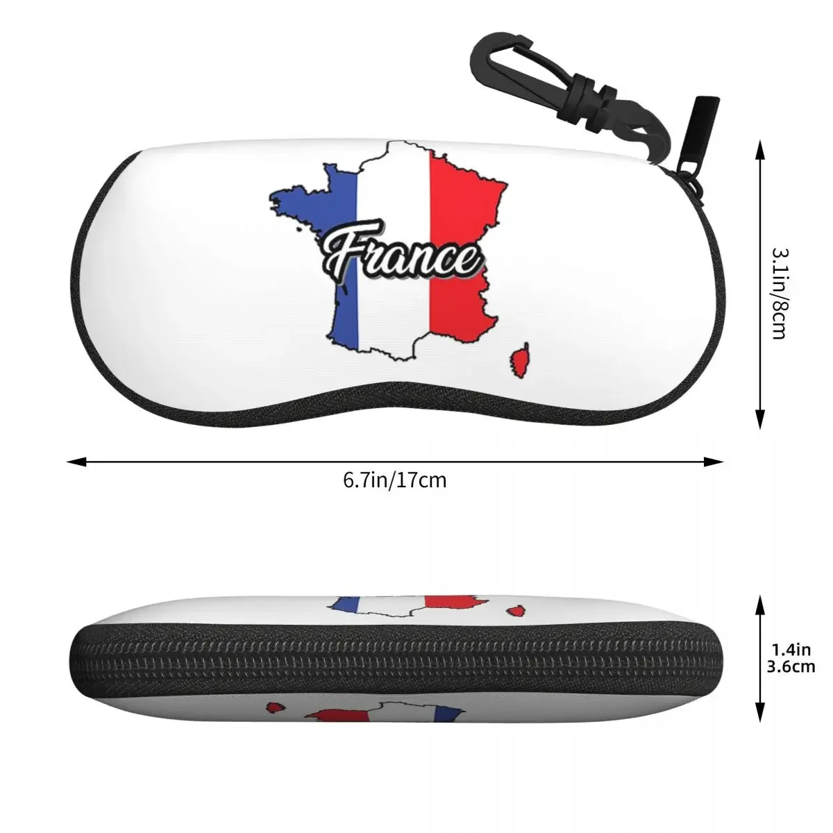 France Flag Map, Patriotic Inscription, Country Shell Glasses Case Protective Sunglasses Box Women Men Soft Eyeglass Bag Pouch