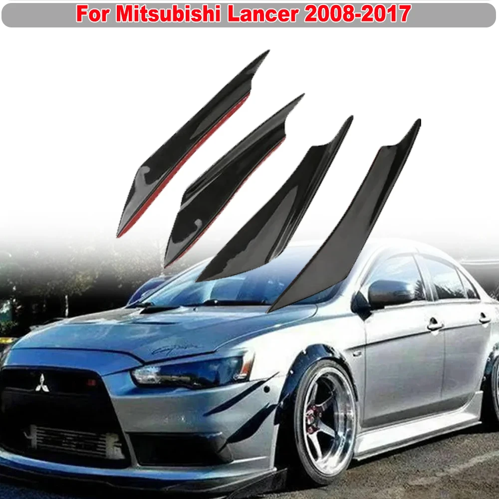 

For Mitsubishi Lancer 2008-2017 4PCS Universal Front Bumper Splitter Fin Canard Diffuser Valence Spoiler Lip Car Accessories