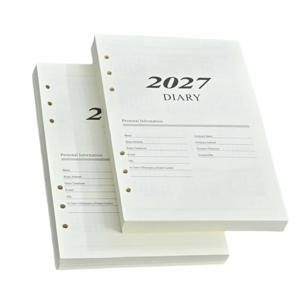 A5 2027 Journal Agenda Plannner Notebook English Paper Loose Leaf Calendar Inserts Loose Leaf Diary Planner Refill Pages