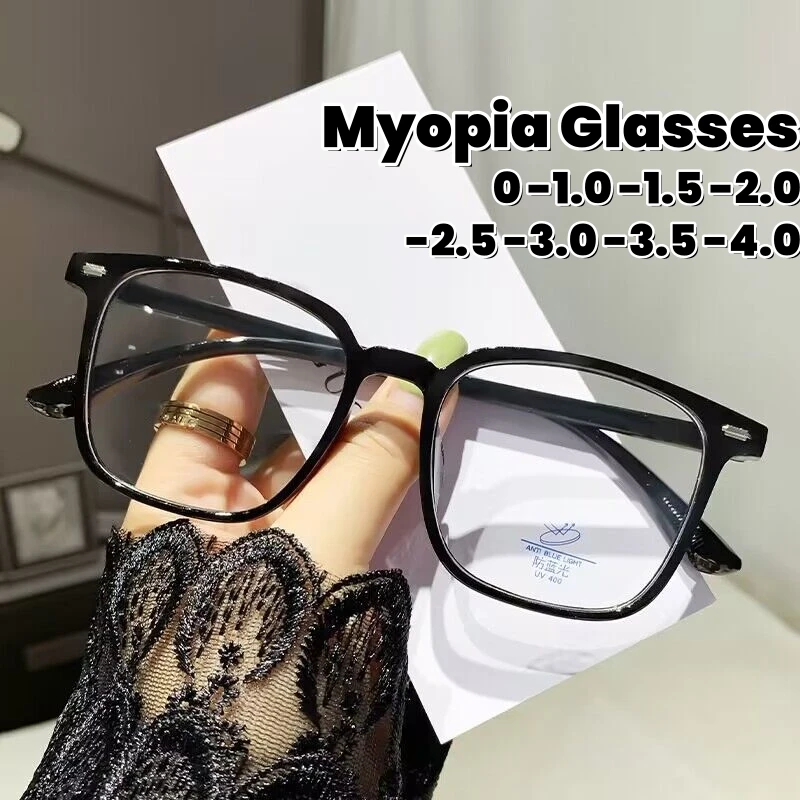 

Blue Light Blocking Eye Protection Near Sight Glasses Transparent Gradient Frame Myopia Glasses Trendy Women High-end Eyewear