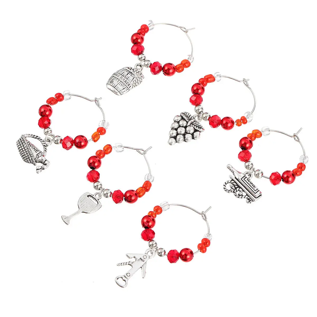 6 Pcs Christmas Decorations Glass Charms Wine Rings Identifier Cup Markers Identification Drink Tags Christmas (Mixed Style)