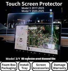 Proteggi schermo touch per Tesla Model 3 Y Schermo di controllo centrale da 15 pollici Pellicola in vetro Protezione di navigazione in vetro temperato