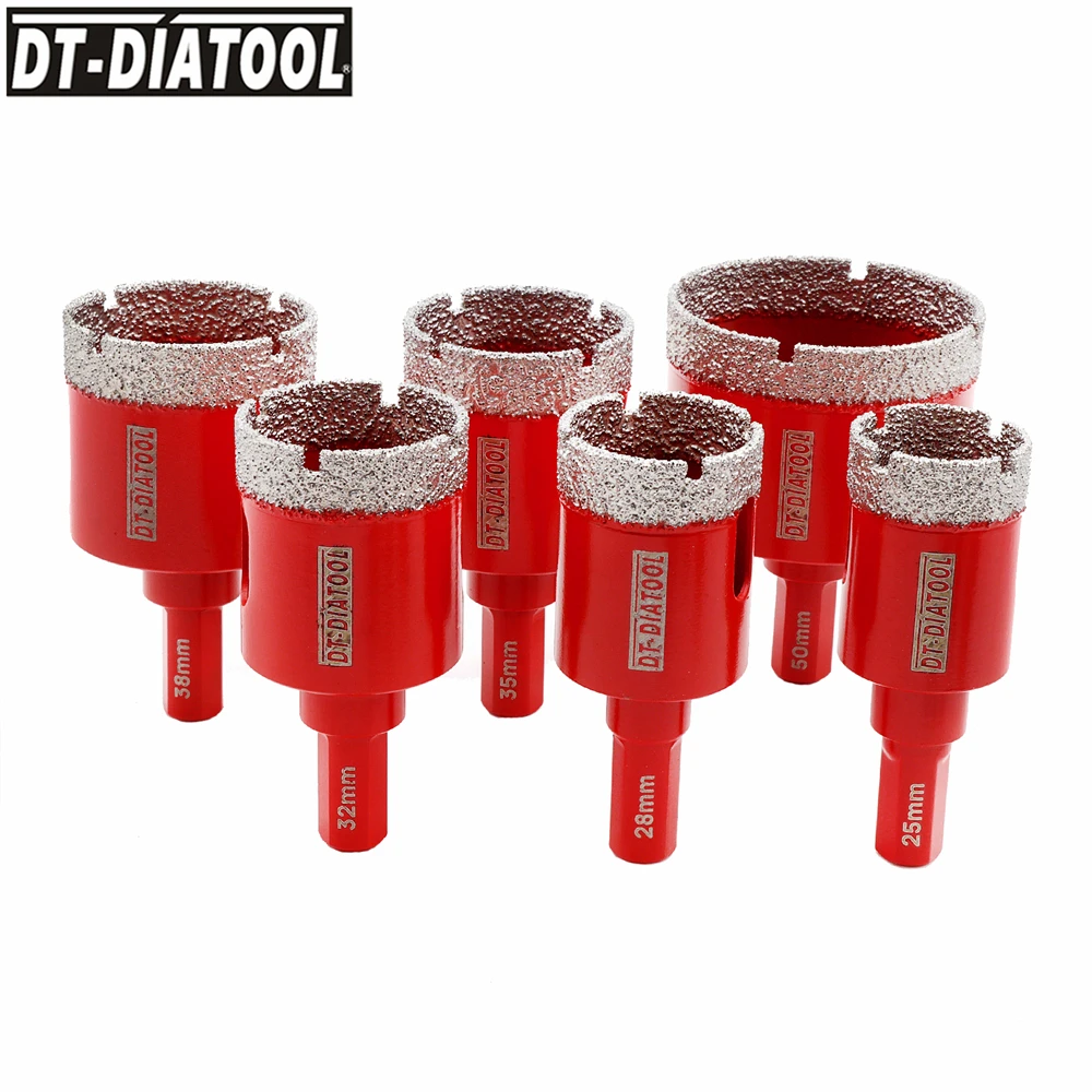 

DT-DIATOOL 2pcs Dia 20-50mm Diamond Drilling Hole Saw Drill Ceramic Tile Porcelain Marble Granite Triangle Shank Diamond Crowns