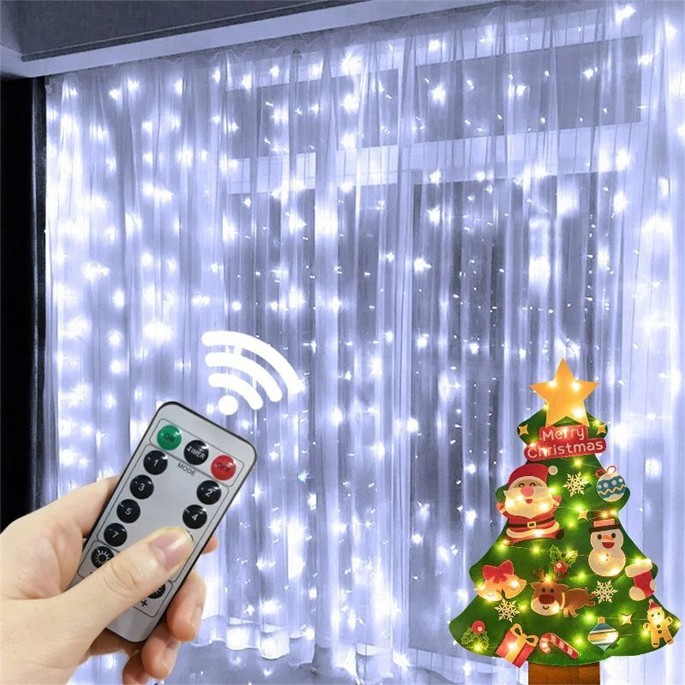 USB Power Festoon Curtain Light String 3/4/6m LED 8 Mode Remote Garland Lights for Christmas Home Bedroom Wedding Decoration
