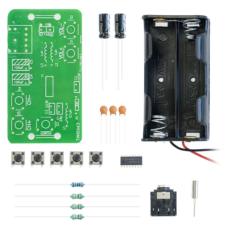 RDA5807 Simple FM Radio Kit Electronics Skills Welding Practice Circuit Board DIY Loose Parts