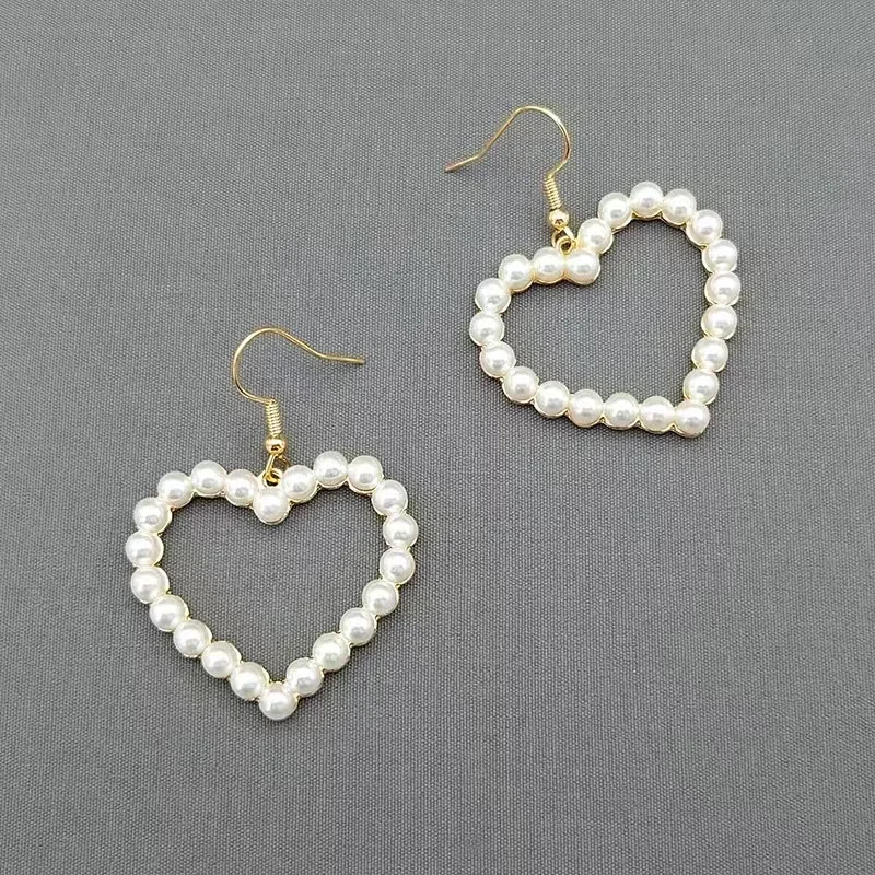 Y2K Fashion Party 2000s Pearl Peach Heart Pink Earrings Women\'s INS Creative Aesthetic Sapphire Crystal Earrings Charms Gift