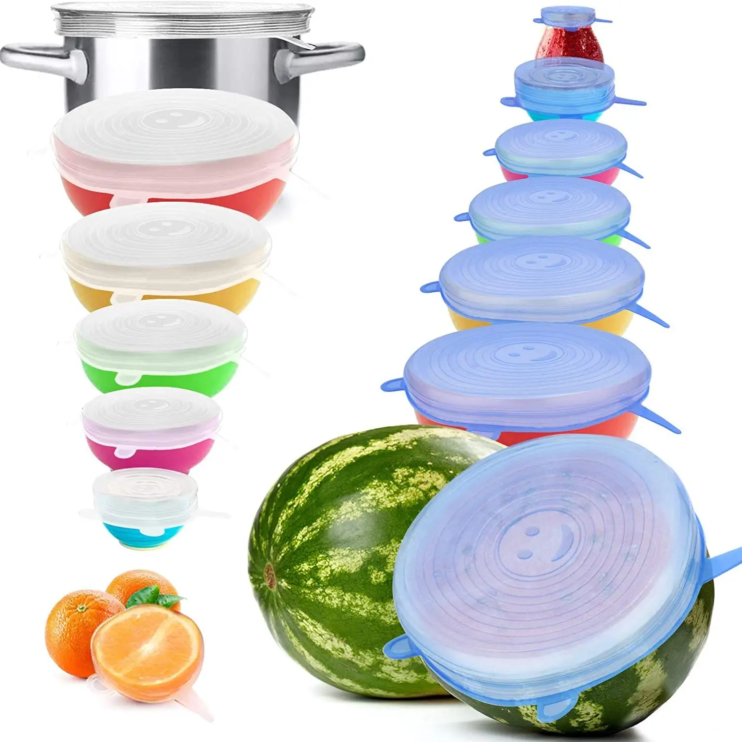 6PCS Silicone Stretch Lids Food Caps Elastic Universal Silicone Covers for Fresh Food Keep Food Fresh Kitchen accessories