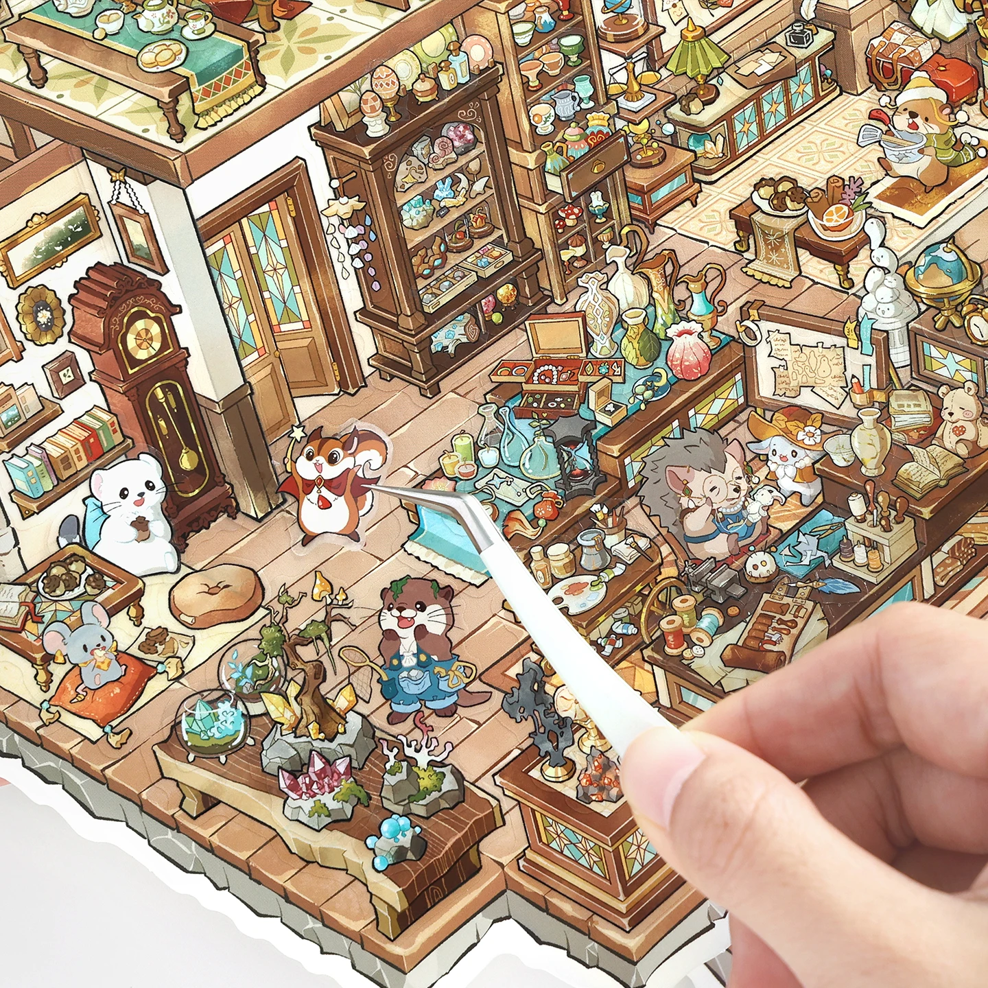 Kawaii Seaside Supermarket 3D bakery Landscape Sticker DIY Pocket Cabin Scene festival gift