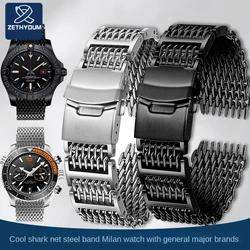 For SEIKO Seiko No.5 SRPD69K1 Omega Breitling Cool Shark Mesh Strap Stainless Steel Band Milan Watch Band Chain 20mm 22mm 24mm