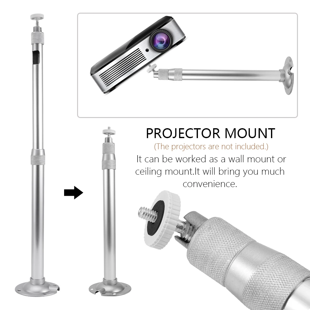 Colgador de aleación de aluminio para proyector de techo, soporte Universal de montaje en pared de 360 °, 20-40cm, accesorios para proyector