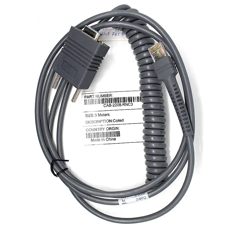 2pcs 3M Rs232 Com Coiled Cable For Motorola Symbol LS2208 LS4208 DS6708 LS1203 Barcode Scanner Reader