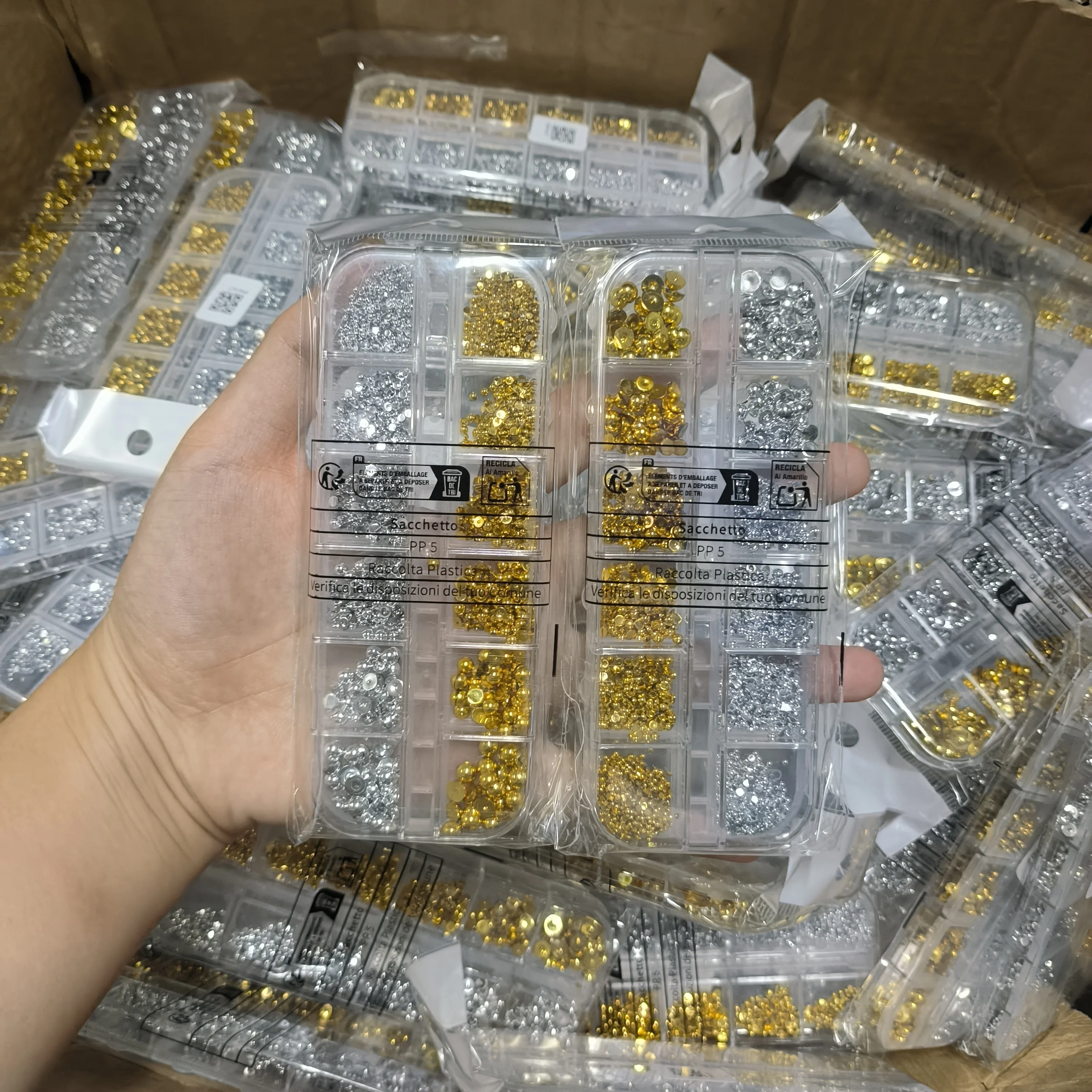 12 شبكة ثلاثية الأبعاد اللؤلؤ الفضي مسمار السحر مختلط الأحجام فلاتباك الكافيار الخرز مسمار الفن الديكور لتقوم بها بنفسك هالوين وعيد الميلاد مانيكير جزء #6